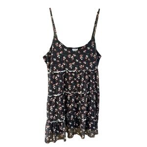 Sky & Sparrow Floral Mesh Tiered Mini Dress XXL